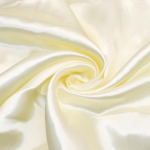 David Angie Satinstoff pro Yard, 91 x 140 cm, Satin-Stoff, seidiger Stoff, glatter Braut-Satin-Stoff für weiche Charmeuse-Satin-Stoff für Hochzeitskleid, DIY Handwerk (Elfenbein) von David Angie