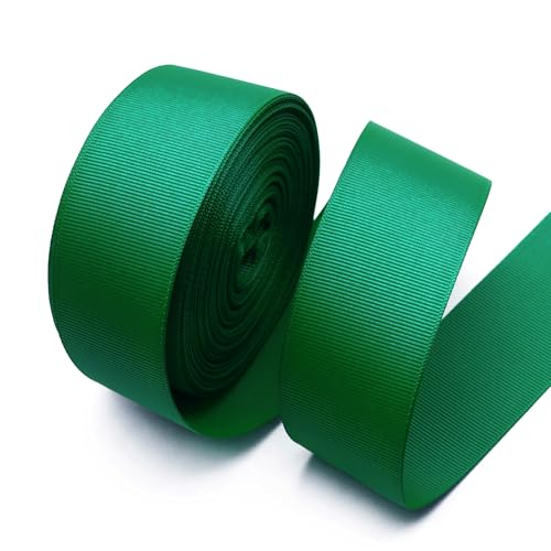 David accessories 20 Meter solides Ripsband Rolle für Geschenkverpackungen, Basteln, Haarschleifen, Hochzeits-Party-Dekoration (Waldgrün, 3,8 cm) von David accessories