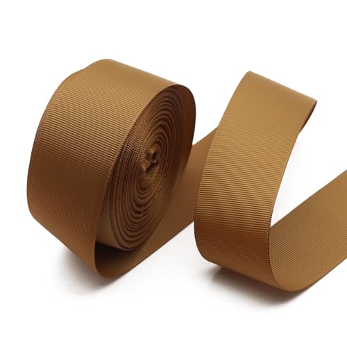 David accessories 20 Yards Solid Ripsband Rolle für Geschenkverpackungen, Basteln, Haarschleifen, Hochzeitsfeier Dekoration (Goldbraun, 3,8 cm) von David accessories