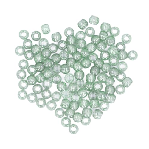 200Pcs Acrylperlen, 12 mm Transparentes Großes Loch Lösche Perlen Haare Bartperlen mit Haarfrader, Eis Handgefertigter Perlenschmuck (Grün) von Dawnlights