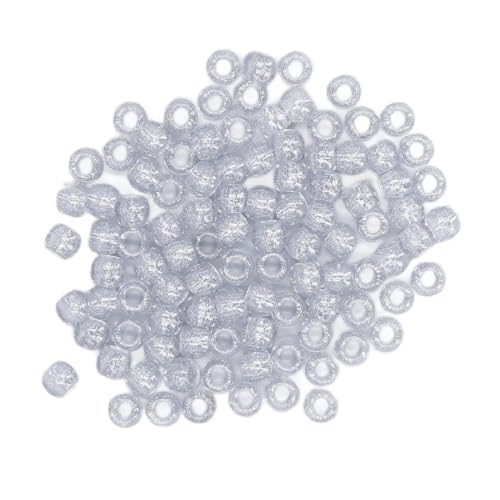 200Pcs Acrylperlen, 12 mm Transparentes Großes Loch Lösche Perlen Haare Bartperlen mit Haarfrader, Eis Handgefertigter Perlenschmuck (Silber) von Dawnlights