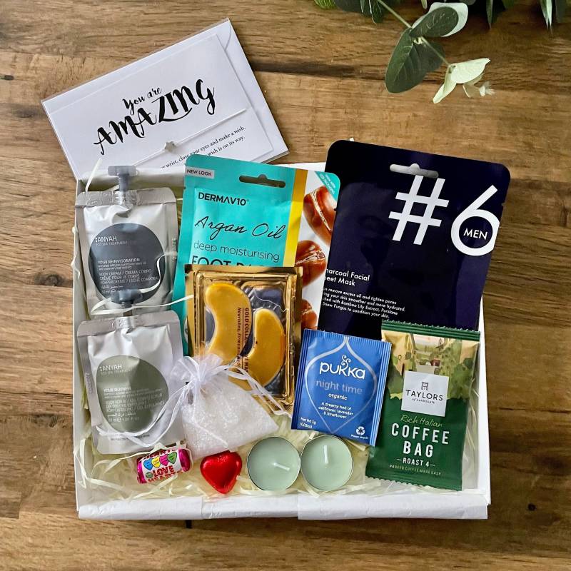 Mens Spa Pamper Box/Hamper Geschenk Geburtstagsbox Für Männer Pflegepaket Ihn Selbstpflege Paket Geheimer Weihnachtsmann Geschenkbox von DaxiLondon