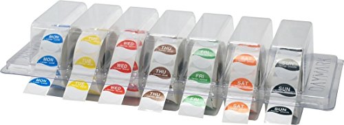 Daymark Lebensmittel-Etiketten, groß, 25 mm, Tag-Punkte in transparentem Spender, Lebensmittel-Rotation, 1000 Etiketten pro Tag, 7 Tage von DayView Dispenser Kit