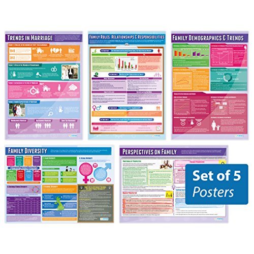 Daydream Education Poster-Set „Family Diversity“, laminiertes Glanzpapier, 850 mm x 594 mm (A1), Lerntafeln (englische Version), Soziologie-Poster, 5 Stück von Daydream Education