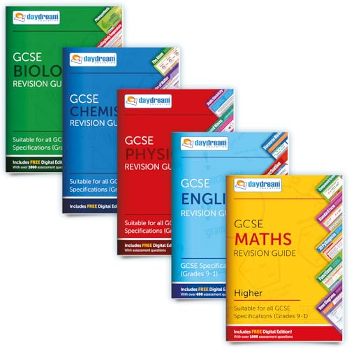 Lernpaket Pocket Poster GCSE Maths (Higher), English, Biology, Chemistry und Physics im Taschenformat Repetitorium im Taschenformat, GCSE, kostenlose digitale Ausgaben, zugänglich auf Computern, Handys und Tablets! von Daydream Education