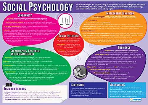 Daydream Education Lernposter „Social Psychology“ (Sozialpsychologie) für das Klassenzimmer, laminiertes Hochglanzpapier, 850 x 594 mm (A1), Psychologie-Poster in englischer Sprache von Daydream Education