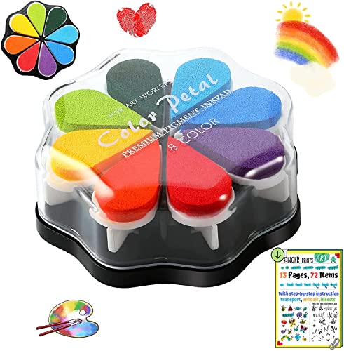 DazSpirit Stempelkissen Set, 8 Farben Stempel Fingerfarben Kinder Ungiftig Abwaschbar, Fingerabdruck Stempelkissen Bunt für DIY Leinwand, Hochzeit, Papier Handwerk, Geburtstag Geschenk von DazSpirit