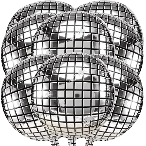 Dazarey 8 Stück Discokugel Luftballons,22 Zoll Disco Party Deko Disco Luftballons,4D Spiegel Metallic Luftballons Discokugel,Große Mylar Folienballon Discokugel für 70 80 90er Disco Party Dekoration von Dazarey