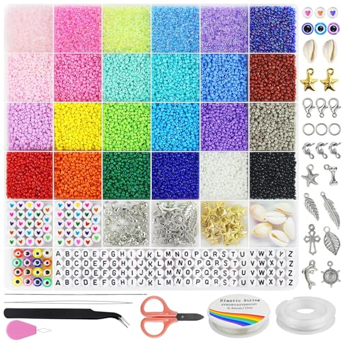 15000 Stück 2mm Bunte Perlen Für Armbänder, Armbänder Selber Machen Mit Glasperlen, Perlen Zum Auffädeln Set Für Feiertage, Geburtstage, Beads For Jewellery Making (perlen für armbänder 2mm) von Dazhqp