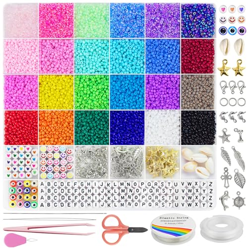 4mm Perlen Für Armbänder,Armbänder Selber Machen Mit Glasperlen, Perlen Set Zum Auffädeln,Perlenset für Weihnachten Partys Kinder Feiertage DIY Bracelet Making Kit Halsketten Handwerk (3mm) von Dazhqp