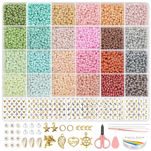 Dazhqp 3mm Perlen für Armbänder, 24 Bunte Perlen Zum Auffädeln Set, Machen mit Perlen für Geschenkidee Armbänder, Perlen zum Auffädeln für Weihnachten DIY Bracelet Making Kit, Partys, Feiertage ﻿ von Dazhqp