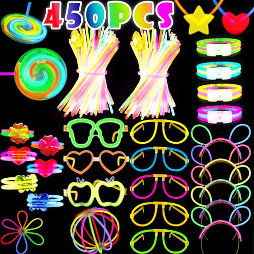 Dazhtu 450 Stück Knicklichter Party Set, Leuchtstäbe für Kinder Erwachsene Party Deko, knicklichter Kinder Neon Party,200 Glow Sticks, Leuchtarmbänder für Halloween ,Hochzeit, Festivals Party deko von Dazhtu