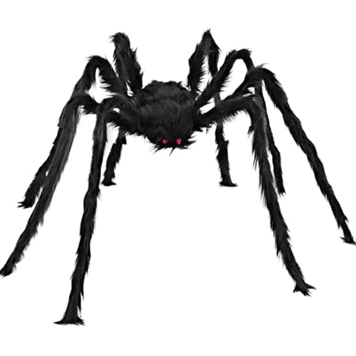 Dazhtu Halloween Deko Outdoor Spinne Groß 150cm Gruselige Spinnen Garten Horror Dekorations, Halloween Riesenspinne für Party Fenster Zubehör Aussen, Tischdekoration (Schwarz Spinne) von Dazhtu