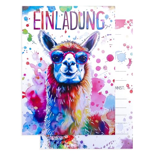 Dazzjoy 12 Stück Lama Einladungskarten Kindergeburtstag Mädchen,Einladung Kindergeburtstag Mädchen,Geburtstagseinladungen Mädchen,Einladungskarten Geburtstag Lama,Kindergeburtstag Einladungskarten von Dazzjoy