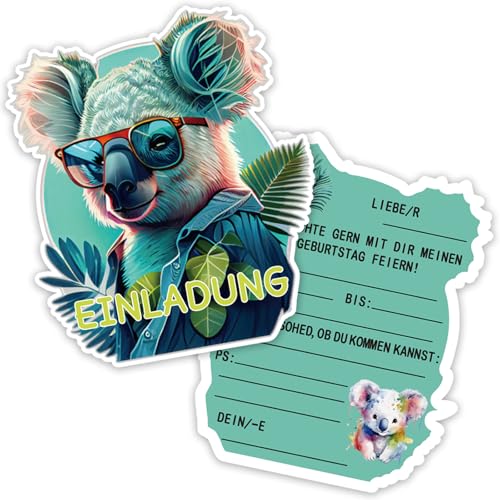 Dazzjoy 20 Stück Einladungskarten Kindergeburtstag Mädchen Junge,Koala Einladungskarten Geburtstag,Geburtstag Einladungskarten Mädchen,Koala Kindergeburtstag Einladungskarten von Dazzjoy