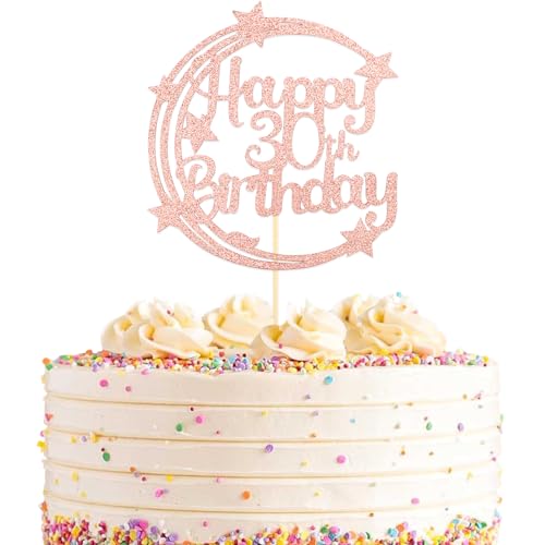 DazzJoy Rosegold Tortendeko 30 Geburtstag Frau,Beidseitig Deko 30 Geburtstag Frau,Cake Topper 30 Geburtstag Frauen,Kuchendeko 30. Geburtstag,Geburtstagsdeko 30 von Dazzjoy