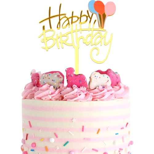 DazzJoy Acryl Happy Birthday Tortendeko,Cake Topper Geburtstag,Ballon Tortendeko Geburtstag,Kuchen Deko Geburtstag,Acryl Kuchendeko Geburtstag von Dazzjoy