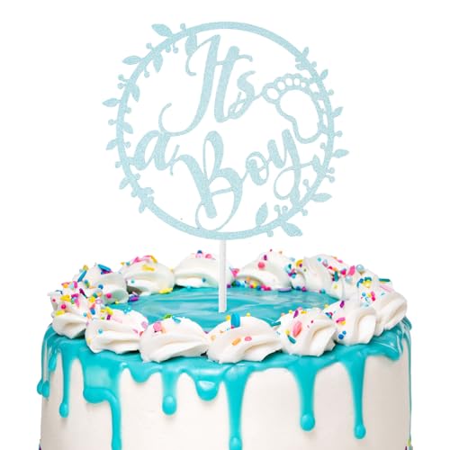 DazzJoy Its a Boy Tortendeko Babyparty Junge, Baby Boy Cake Topper Blau, Glitzer Kuchen Deko Taufe Junge, Kuchen Topper Baby Shower Deko, It’s a Boy Deko Torten, Kuchendeko Gender Reveal Party Deko von Dazzjoy