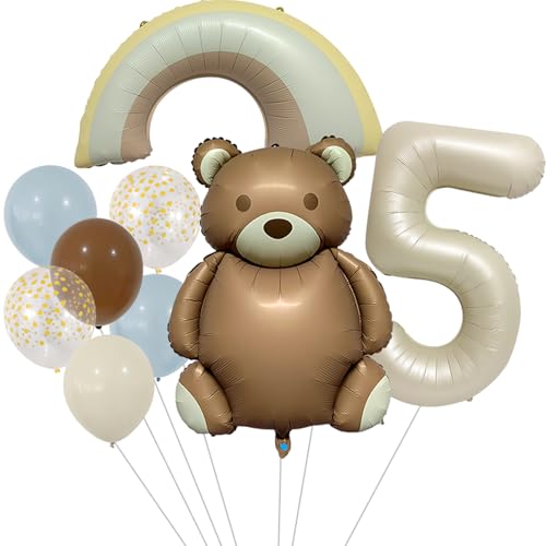 DazzJoy Bär Geburtstagsdeko 5 Jahre Junge, Luftballon 5. Geburtstag Junge Mädchen, Bären Folienballon 5 Geburtstag Junge, Ballon 5 Jahre Junge Mädchen, Baer Luftballons Geburtstag 5 Jahre Jungen von Dazzjoy