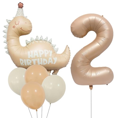 DazzJoy Dino Geburtstagsdeko 2 Jahre Junge, Luftballons Deko 2. Geburtstag Junge Mädchen, Dino Geburtstag Deko 2 Jahre Junge Luftballon,Happy Birthday Ballon Dinosaurier, Deko Kindergeburtstag 2 Jahre von Dazzjoy