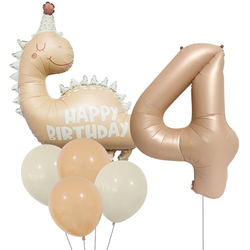 DazzJoy Dino Geburtstag Deko 4 Jahre, Dino Luftballon 4 Geburtstag Junge, Geburtstagsdeko 4 Jahre Junge, Dino Folienballon 4 Jahre für Party Deko Kindergeburtstag, Dinosaurier Geburtstag Ballon 4 Jahr von Dazzjoy