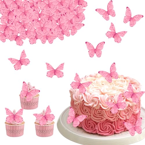 DazzJoy Essbare Schmetterlinge für Torte,40 Stück Schmetterling Essbare Tortendeko,Cupcake Deko Essbar,Esspapier Tortendeko Geburtstag,Tortendeko Essbar Hochzeit,Cake Topper Essbare von DazzJoy