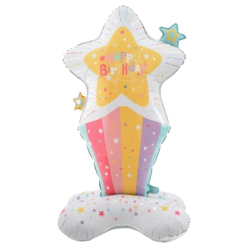 DazzJoy Happy Birthday Ballon Stern Stehend, XXL Stern Folienballon Geburtstag, Luftballons Deko Geburtstag, Geburtstagsballon Torten Deko, Stern Helium Ballon für Kindergeburtstag Deko Mädchen Junge von Dazzjoy