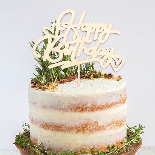 DazzJoy Holz Cake Topper Happy Birthday,Kuchendeko Geburtstag Mann Frau,Happy Birthday Deko Torte Geburtstag,Happy Birthday Tortendeko Holz,Kuchen Deko Geburtstag,Happy Birthday Cake Topper Geburtstag von Dazzjoy