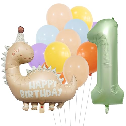 DazzJoy Dino Geburtstagsdeko 1 Jahr Junge, Luftballon Deko 1. Geburtstag Junge Mädchen, Luftballons Geburtstag 1 Jahr Junge, Erster Geburtstag Junge, Happy Birthday Dinosaurier Ballon 1 Geburtstag von Dazzjoy