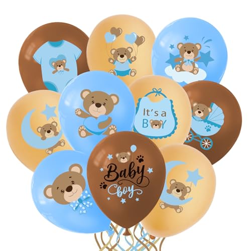 DazzJoy Babyparty Deko Junge Ballons, 18 Stk Bär Baby Shower Deko Luftballons Blau, Babyshowerparty Deko Jungen, Its a Boy Ballon für Babyshower, Gender Reveal Party Deko, Geburtstag Party Dekoration von Dazzjoy