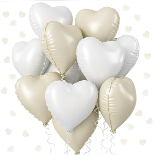DazzJoy Herzluftballons Hochzeit Deko, 20 Stück 18 Zoll Herz Luftballon Creme und Weiß, Herzballons Folienballon, Helium Ballon für Standesamt, Valentinstag DazzJoy Herzluftballons Hochzeit Deko, 20 Stück 18 Zoll Herz Luftballon Creme und Weiß, Herzballons Folienballon, Helium Ballon für Standesamt, Valentinstag von Dazzjoy