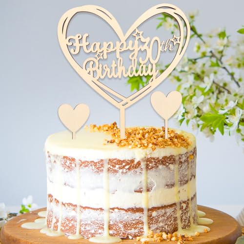 DazzJoy Holz Cake Topper 30 Geburtstag,3 Stück Tortendeko 30 Geburtstag Frau Mann,Happy 30th Birthday Tortendeko,Kuchendeko 30. Geburtstag,Torten Deko 30 Geburtstag,Kuchen Deko Geburtstag 30 Jahre von Dazzjoy