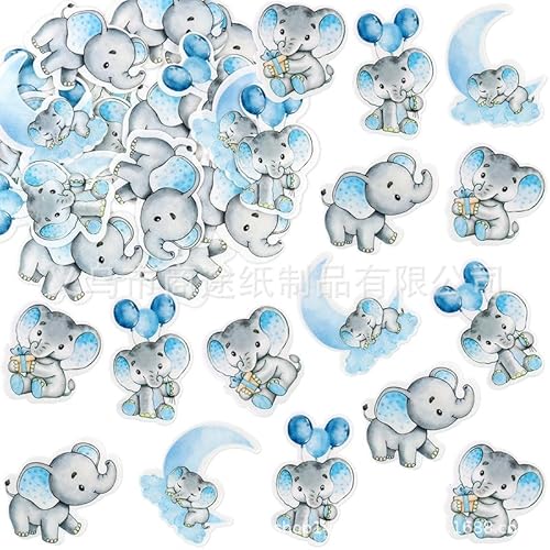 DazzJoy 40 Stück Elefant Tortendeko Essbar Mädchen Junge,Esspapier Tortendeko Babyparty,Elefant Kuchen Deko Essbar,Cake Topper Taufe,Muffin Deko Essbar,Cupcake Topper Baby Shower,Kuchendeko Babyparty von Dazzjoy