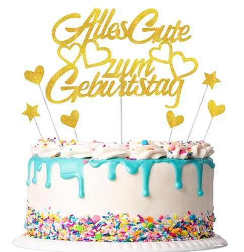 DazzJoy Tortendeko Geburtstag Mann Frau,7 Stück Alles Gute Zum Geburtstag Tortendeko,Cake Topper Happy Birthday,Happy Birthday Tortendeko Gold,Tortenstecker Geburtstag,Torten Topper Geburtstag von Dazzjoy