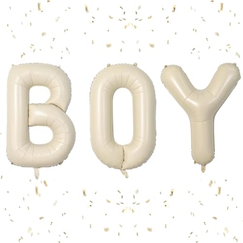 DazzJoy Boy Luftballon, 16 Zoll Boy Buchstaben Ballons, Its a Boy Ballon Cremeweiß, Babyparty Deko Junge Luftballons, Baby Boy Folienballon, Baby Shower Deko Boy Helium Ballons für Gender Reveal Deko von Dazzjoy