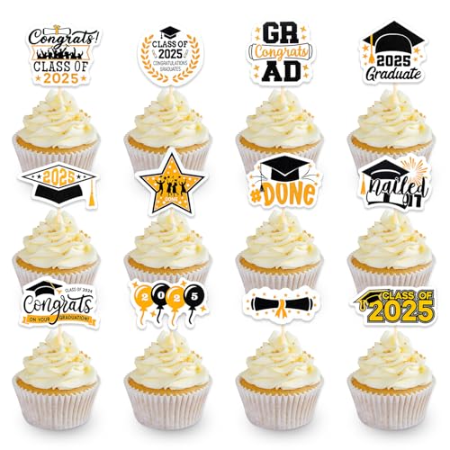 DazzJoy 24 Stück Abschluss Tortendeko Schwarz Gold,Graduation Cake Topper,Congratulation Tortendeko Abschlussfeier 2025,Kuchendeko Abschluss Deko,Prüfung Bestanden,2025 Abitur Deko Torten DazzJoy 24 Stück Abschluss Tortendeko Schwarz Gold,Graduation Cake Topper,Congratulation Tortendeko Abschlussfeier 2025,Kuchendeko Abschluss Deko,Prüfung Bestanden,2025 Abitur Deko Torten von Dazzjoy
