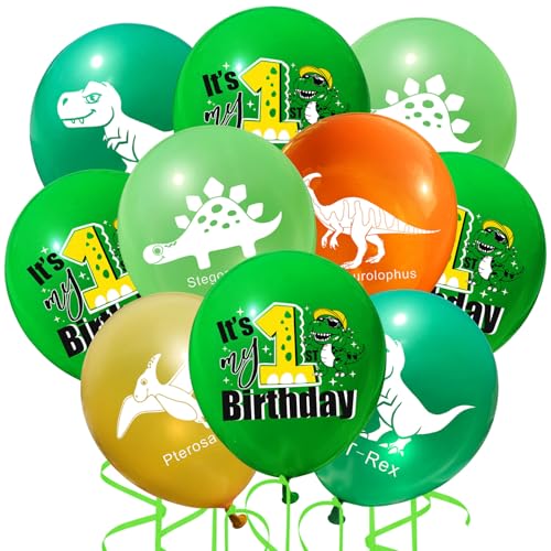 DazzJoy Dino Geburtstagsdeko 1 Jahr Junge, Luftballon Deko 1. Geburtstag Junge Mädchen, 1 Jahr Geburtstag Junge, Ballon 1 Geburtstag, Dinosaurier Geburtstag Deko 1 Jahr Junge, Erster Geburtstag Junge von Dazzjoy