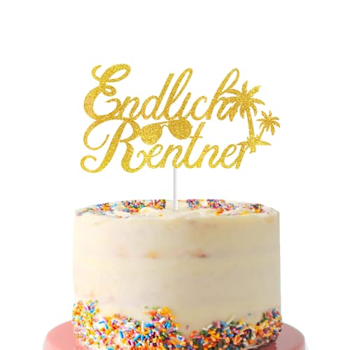 DazzJoy Glitzer Cake Topper Endlich Rentner,Glitzer Tortendeko Endlich Rentner,Rente Deko für Torten,Kuchendeko Rente Ruhestand,Torten Deko Ruhestand,Glücklichen Ruhestand Kuchendeko,Rentnerin 2025 von Dazzjoy