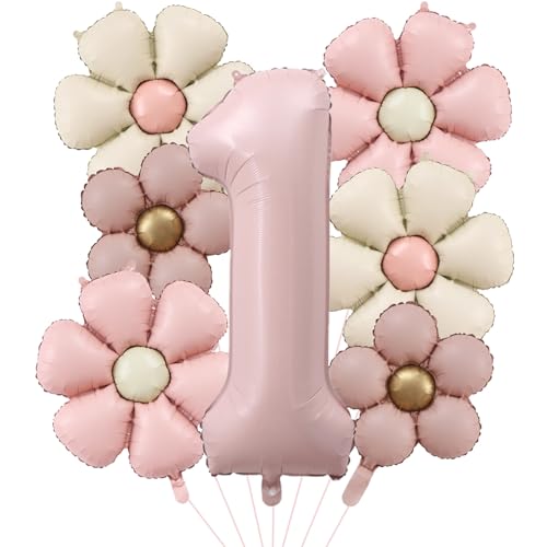 DazzJoy Geburtstagsdeko 1 Jahr Mädchen mit Gänseblümchen Folienballon, Luftballon Deko 1. Geburtstag Mädchen Junge, Ballon 1 Geburtstag Mädchen Deko, Helium Ballons 1. Rosa für Kindergeburtstag Deko DazzJoy Geburtstagsdeko 1 Jahr Mädchen mit Gänseblümchen Folienballon, Luftballon Deko 1. Geburtstag Mädchen Junge, Ballon 1 Geburtstag Mädchen Deko, Helium Ballons 1. Rosa für Kindergeburtstag Deko von Dazzjoy