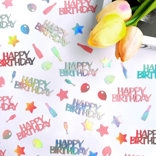 DazzJoy Glitzer Konfetti Tischdeko Geburtstag Groß 1-6,5cm,100 Stk Happy Birthday Deko Luftschlangen,Konfetti Geburtstag für Frau Mädchen Junge,Geburtstagsdeko Tisch,Streudeko Geburtstag Confetti Rosa von Dazzjoy