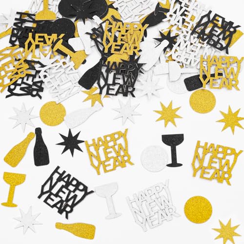 DazzJoy Konfetti Streudeko Silvester Deko 2025 Groß 2-3,3cm, Silvester Streudeko Gold,Glitzer Silvester Tischdeko Konfetti Silvester,Happy New Year Deko Confetti,Streudeko Neujahr Deko Silvester Party von Dazzjoy