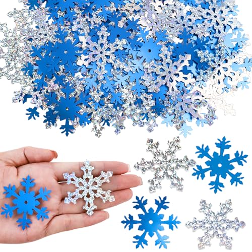 DazzJoy Glitzer Streudeko Schneeflocken Deko 5cm, Groß Schneeflocken Konfetti Weihnachten Deko,Streudeko Weihnachten, Schneeflocke Frozen Tischdeko,Deko Schnee Selber Basteln Winterdeko Weihnachtsdeko von Dazzjoy