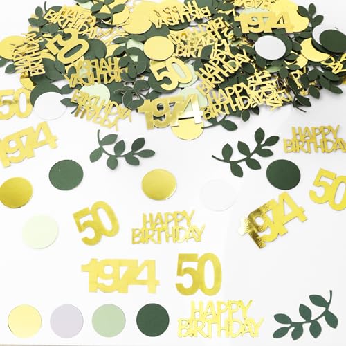 DazzJoy Konfetti 50 Geburtstag Deko Grün,200 Stk Tischdeko 50 Geburtstag Frauen Männer,50er Streudeko Geburtstag Gold,50. Geburtstag Deko Confetti,1974 Deko 50 Geburtstag Mann Frau,50 Jahre Dekoration von Dazzjoy