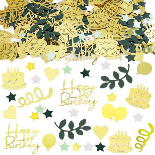 DazzJoy Glitzer Happy Birthday Konfetti Tischdeko Geburtstag 1,5cm-5cm, 200 Stk Konfetti Geburtstag,Streudeko Geburtstag,Happy Birthday Deko Luftschlangen Confetti Grün,Geburtstagsdeko Tisch Mann Frau von Dazzjoy