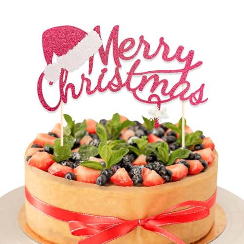 Dazzjoy Glitzer Tortendeko Weihnachten,Merry Christmas Cake Topper,Weihnachten Kuchen Deko,Weihnachtsfeier Deko,Frohe Weihnachten Kuchendeko,Torten Deko Weihnachten,Weihnachten Deko Torte von Dazzjoy