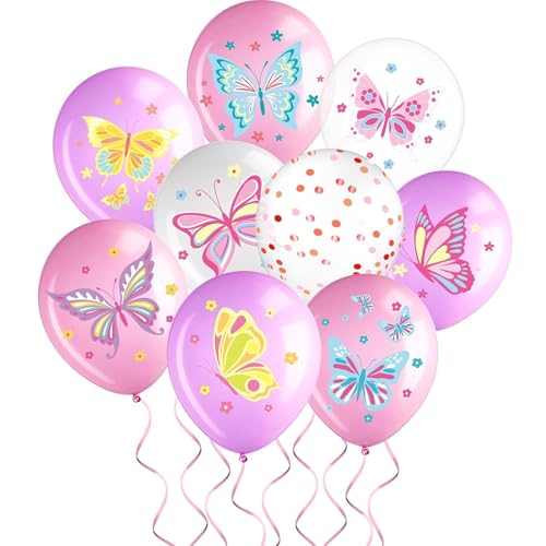 DazzJoy 18 Stück Schmetterling Luftballon Rosa, Schmetterling Ballon, Schmetterlinge Luftballons Geburtstag Deko, Schmetterlinge Helium Ballons für Deko Geburtstag Mädchen, Prinzessin Geburtstag Deko von Dazzjoy