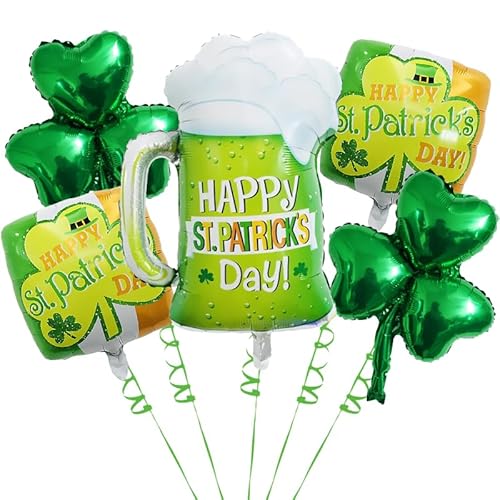 DazzJoy St. Patricks Day Luftballons, Glück Kleeblatt Deko Luftballon, Irische Ballon, Happy St Patrick's Day Deko Folienballon, St Patricks Day Helium Ballons für 2025 Irland Festival, Karneval Deko von Dazzjoy