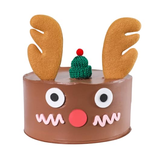 DazzJoy Cake Topper Weihnachten, Weihnachten Tortendeko Set, Elchgeweihe Kuchen Topper Weihnachten, Weihnachten Kuchen Deko,Cake Deko Christmas, Weihnachts Topper mit Elchgeweihe Auge Hut Nase von Dazzjoy