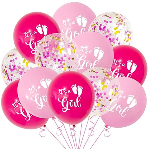 DazzJoy Its a Girl Ballon Rosa, Baby Shower Deko Girl Ballons, Babygirl Luftballons mit Konfetti Ballons, Babyparty Deko Mädchen Luftballon, Baby Girl Deko Helium Ballon für Gender Reveal Party Deko von Dazzjoy