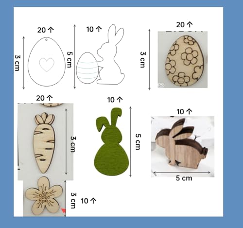 Dazzjoy Holz Konfetti Ostern Deko Groß 1-5cm, 100 Stück Holzhasen Ostereier Deko Ostern, Holzblumen Streudeko Oster Deko,Holzeier Streudeko Frühling,Osterkonfetti Tischdeko,Deko für Ostern zum Basteln von Dazzjoy